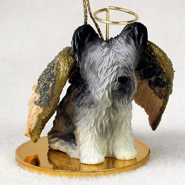 Skye Terrier Dog: Skye Skye Terrier Dog Figurine Angel Statue Hand Painted Breed